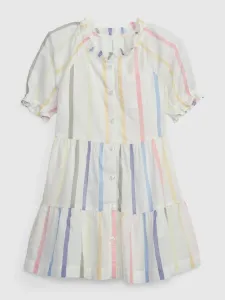Biele pruhované dievčenské šaty GAP #5088627