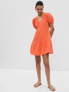 Oranžové dámske mini šaty s rukávom GAP #6017046