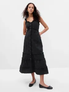 Čierne dámske krajkové midi šaty GAP #6711167