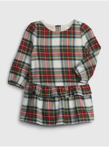 Krémové dievčenské kockované šaty GAP set #578762
