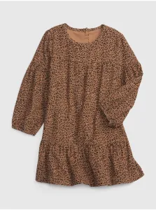 Hnedé dievčenské šaty so zvieracím vzorom GAP
