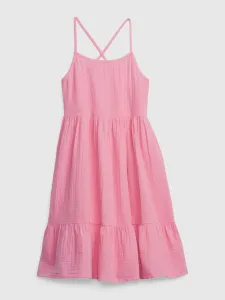 Ružové dievčenské letné šaty s volánom GAP