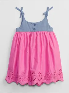 Ružové dievčenské šaty na ramienka s madeirou GAP #581352
