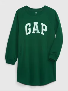 Tmavozelené dievčenské mikinové šaty s logom GAP #623316