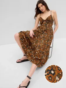 Hnedé dámske kvetované maxi šaty GAP