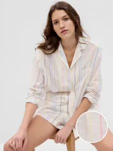 Krémová dámska pruhovaná pyžamová košeľa GAP