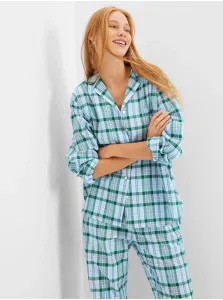 Zeleno-modrý dámsky kockovaný vrchný pyžamový diel GAP #4804732