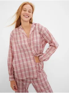 Ružový dámsky kockovaný vrchný diel pyžama GAP #618240