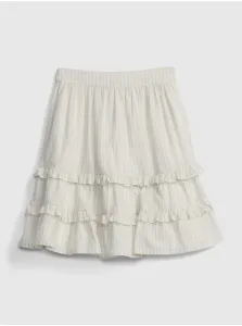 Dievčenská sukňa GAP biela farba, midi, áčkový strih #1045921