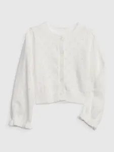 Biely dievčenský bavlnený kardigán s gombíkmi GAP #6050517
