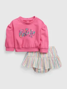 Sada dievčenskej mikiny a šortiek v ružovej a krémovej farbe GAP #5792249