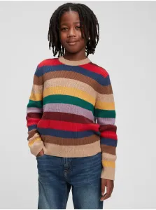 Béžový farebný pruhovaný chlapčenský sveter GAP #682530