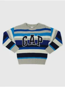 Šedo-modrý chlapčenský pruhovaný sveter s logom GAP #5942785
