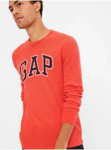 GAP V-INTX WAFFLE CREW LOGO Pánske tričko s dlhým rukávom, oranžová, veľkosť #439724