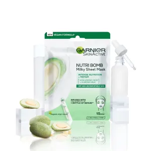 Garnier Skin Naturals Nutri Bomb Almond Milk + Hyaluronic Acid 1 ks pleťová maska na zmiešanú pleť; výživa a regenerácia pleti; na rozjasnenie pleti
