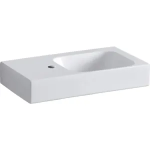 Geberit iCon xs - Umývadlo, 530 mm x 310 mm, biele - jednootvorové umývadlo, ľavé, s KeraTect 124153600