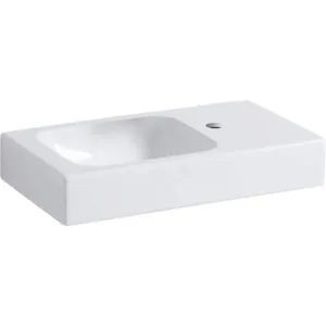 Geberit iCon xs - Umývadlo, 530 mm x 310 mm, biele - jednootvorové umývadlo, pravé, s KeraTect 124053600