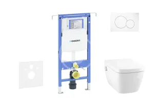 GEBERIT - Duofix Modul na závesné WC s tlačidlom Sigma01, alpská biela + Tece One - sprchovacia toaleta a doska, Rimless, SoftClose 111.355.00.5 NT1