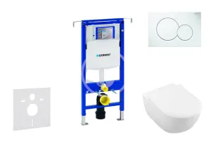 GEBERIT - Duofix Modul na závesné WC s tlačidlom Sigma01, alpská biela + Villeroy Boch - WC a doska, DirectFlush, SoftClose, CeramicPlus 111.355.00.5 NI1