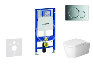 GEBERIT - Duofix Modul na závesné WC s tlačidlom Sigma01, lesklý chróm + Duravit ME by Starck - WC a doska, Rimless, SoftClose 111.300.00.5 NM2