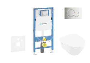 GEBERIT - Duofix Modul na závesné WC s tlačidlom Sigma01, lesklý chróm + Villeroy Boch - WC a doska, DirectFlush, SoftClose, CeramicPlus 111.300.00.5 NB2