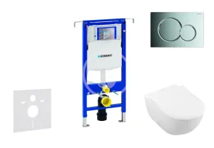 GEBERIT - Duofix Modul na závesné WC s tlačidlom Sigma01, lesklý chróm + Villeroy Boch - WC a doska, DirectFlush, SoftClose, CeramicPlus 111.355.00.5 NI2