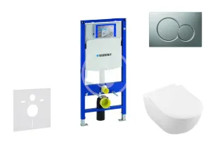 GEBERIT - Duofix Modul na závesné WC s tlačidlom Sigma01, matný chróm + Villeroy Boch - WC a doska, DirectFlush, SoftClose, CeramicPlus 111.300.00.5 NI3