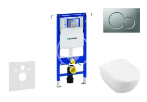 GEBERIT - Duofix Modul na závesné WC s tlačidlom Sigma01, matný chróm + Villeroy Boch - WC a doska, DirectFlush, SoftClose, CeramicPlus 111.355.00.5 NI3