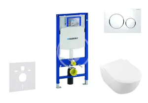 GEBERIT - Duofix Modul na závesné WC s tlačidlom Sigma20, biela/lesklý chróm + Villeroy Boch - WC a doska, DirectFlush, SoftClose, CeramicPlus 111.300.00.5 NI4