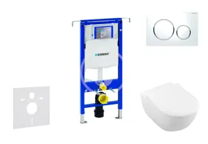 GEBERIT - Duofix Modul na závesné WC s tlačidlom Sigma20, biela/lesklý chróm + Villeroy Boch - WC a doska, DirectFlush, SoftClose, CeramicPlus 111.355.00.5 NI4