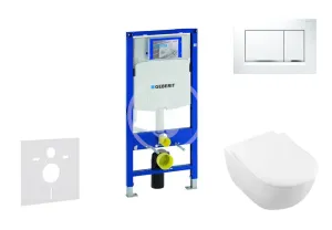 GEBERIT - Duofix Modul na závesné WC s tlačidlom Sigma30, biela/lesklý chróm + Villeroy Boch - WC a doska, DirectFlush, SoftClose, CeramicPlus 111.300.00.5 NI5