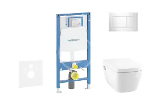 GEBERIT - Duofix Modul na závesné WC s tlačidlom Sigma30, lesklý chróm/chróm mat + Tece One - sprchovacia toaleta a doska, Rimless, SoftClose 111.300.00.5 NT6