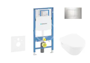 GEBERIT - Duofix Modul na závesné WC s tlačidlom Sigma30, lesklý chróm/chróm mat + Villeroy Boch - WC a doska, DirectFlush, SoftClose, CeramicPlus 111.300.00.5 NB6