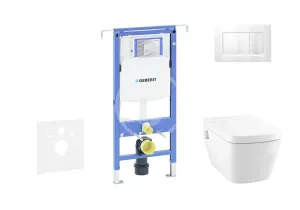 GEBERIT - Duofix Modul na závesné WC s tlačidlom Sigma30, matný chróm/chróm + Tece One - sprchovacia toaleta a doska, Rimless, SoftClose 111.355.00.5 NT7