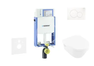GEBERIT - Kombifix Modul na závesné WC s tlačidlom Sigma01, alpská biela + Villeroy Boch - WC a doska, DirectFlush, SoftClose, CeramicPlus 110.302.00.5 NB1 #5233761