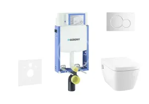 GEBERIT - Kombifix Modul na závesné WC s tlačidlom Sigma01, lesklý chróm + Tece One - sprchovacia toaleta a doska, Rimless, SoftClose 110.302.00.5 NT2 #5233768