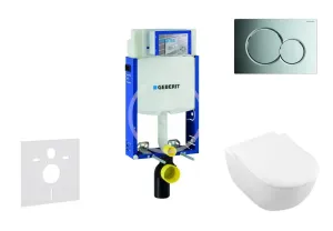 GEBERIT - Kombifix Modul na závesné WC s tlačidlom Sigma01, lesklý chróm + Villeroy Boch - WC a doska, DirectFlush, SoftClose, CeramicPlus 110.302.00.5 NI2