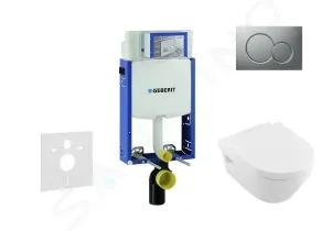 GEBERIT - Kombifix Modul na závesné WC s tlačidlom Sigma01, matný chróm + Villeroy Boch - WC a doska, DirectFlush, SoftClose, CeramicPlus 110.302.00.5 NB3 #9366160