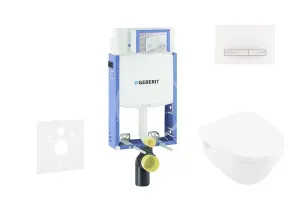 GEBERIT - Kombifix Modul na závesné WC s tlačidlom Sigma50, alpská biela + Villeroy Boch - WC a doska, DirectFlush, SoftClose, CeramicPlus 110.302.00.5 NB8