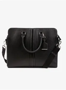Čierna pánska kožená taška na notebook Geox