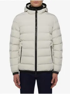 Light Grey Men's Quilted Winter Jacket with Geox Hood - Men #617779