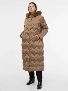 Hnedý dámsky páperový zimný prešívaný kabát Geox Chloo