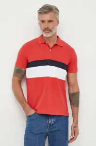 Bavlnené polo tričko Geox červená farba, vzorované