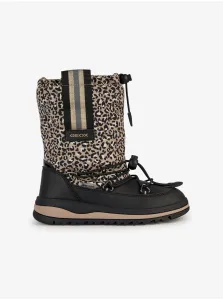 Beige-Black Girls' Patterned Snow Boots Geox Adelhide - Girls #8491331