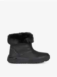 Čierne dámske členkové kožené zimné topánky s umelým kožúškom Geox Dalyla #5573444