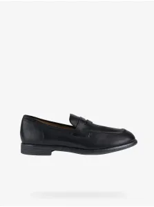 Black Men's Leather Loafers Geox Anghiari - Men's #665384