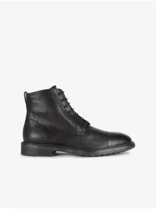 Čierne pánske kožené členkové topánky Geox Aurelio #623880
