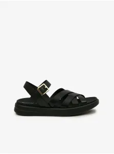 Čierne dámske kožené sandále Geox #6369751