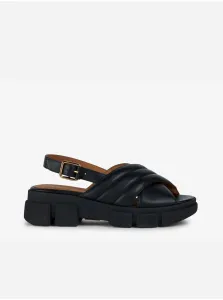 Black Women's Leather Sandals on Geox Platform - Women #6463915