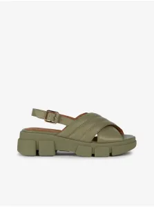 Green Women's Leather Sandals on Geox Platform - Women #6445650